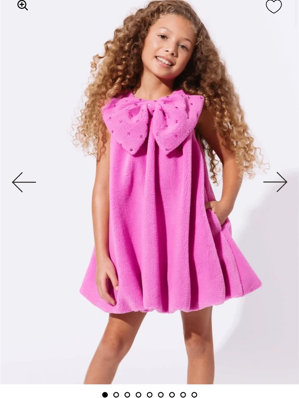 NWT Lola and The Boys - Big Bow Teddy Fleece Dress - Girls Size 8 Pink